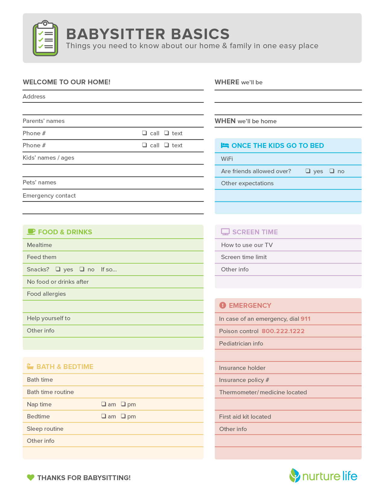 Babysitter Basics Guide Checklist