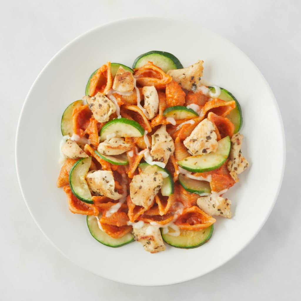 cheesy chicken & zucchini pomodoro kids meal 