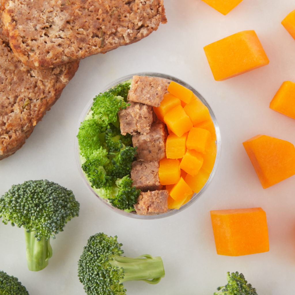 Beef Meatloaf, Butternut Squash & Broccoli finger food